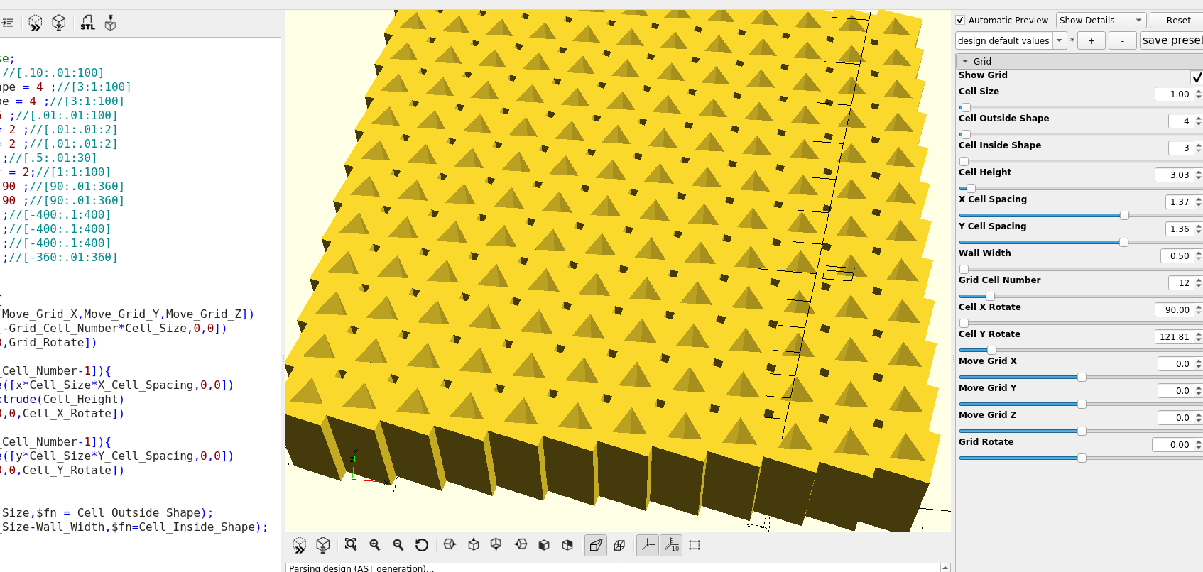 3D part design with Openscad part 19: Unlimited Grid design module part 1