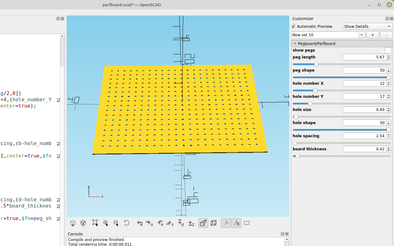 3d part design with OpenScad 61 a universal pegboard/perfboard module