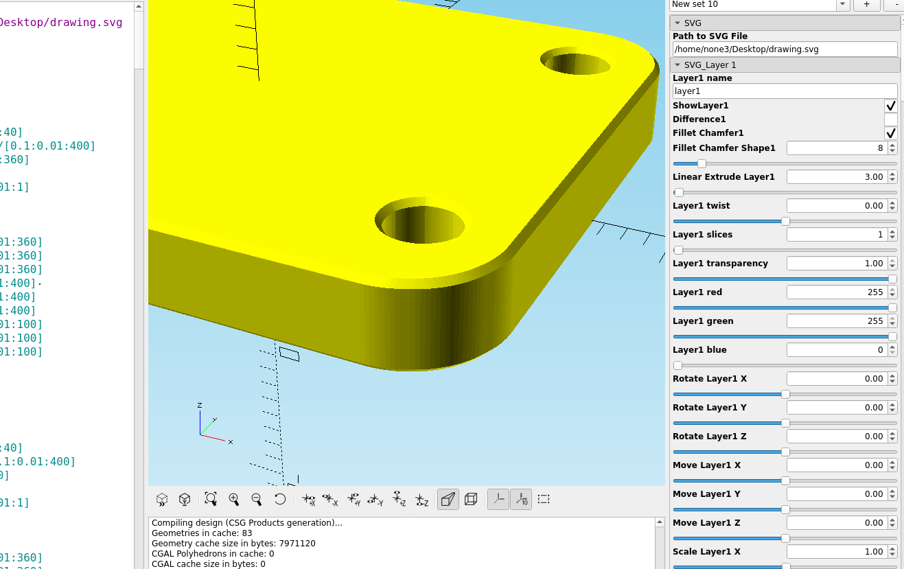 3D part design with Inkscape and OpenSCAD #74: adding fillet and chamfer to the SVG import modules.