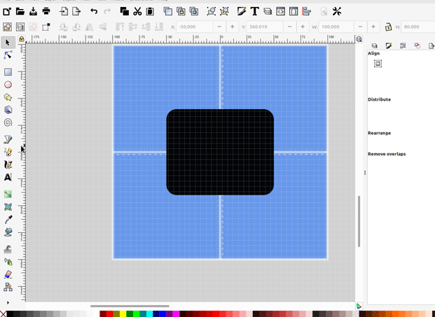 3D part design with Inkscape and OpenSCAD #75: using guidelines for precise object positioning.