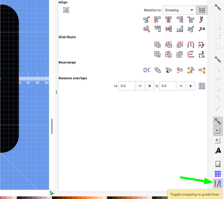 3D part design with Inkscape and OpenSCAD #75: using guidelines for precise object positioning.