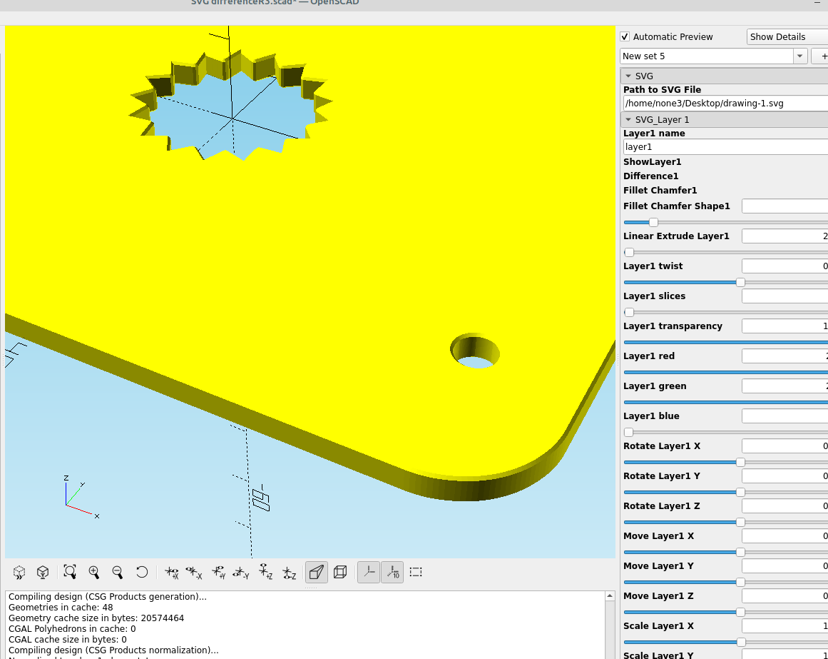 3D part design with Inkscape and OpenSCAD #75: using guidelines for precise object positioning.