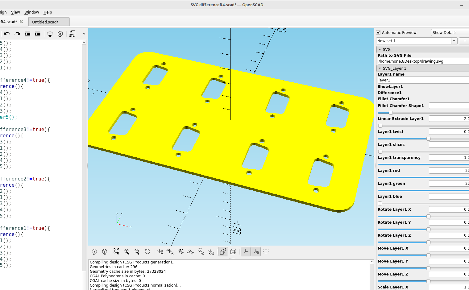 3D part design with Inkscape and OpenSCAD #77: More with the shape builder tool and checking dimensions before 3d printing.