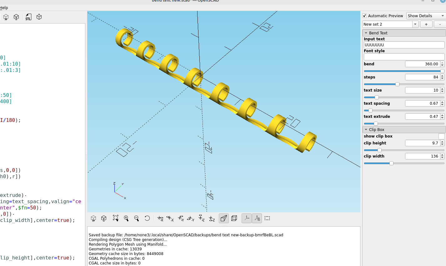 3D part design with OpenSCAD #82: bending text around a cylinder.