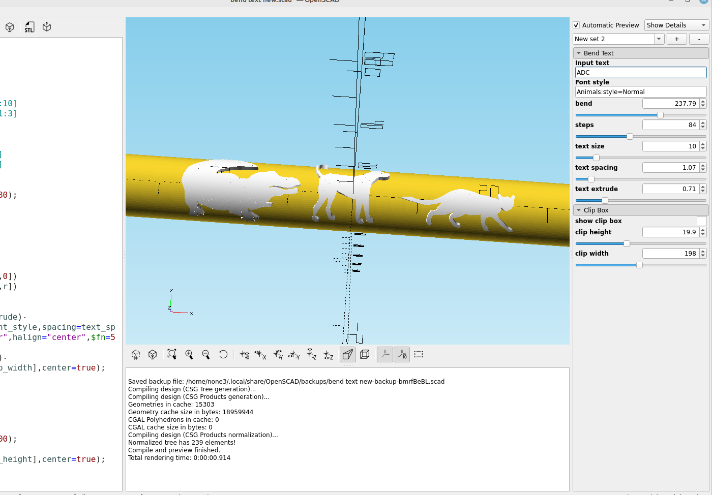 3D part design with OpenSCAD #82: bending text around a cylinder.