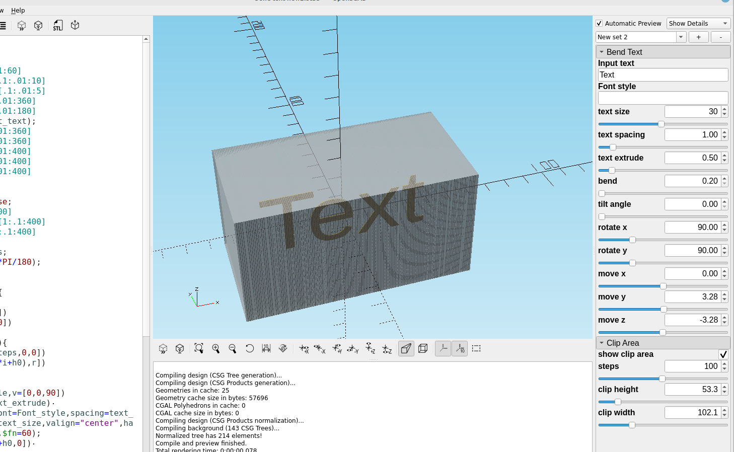 3D part design with OpenSCAD #83: Bending text part 2.