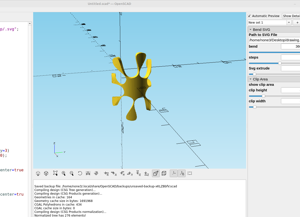 3D part design with Inkscape and OpenSCAD #84: Bending an SVG file.