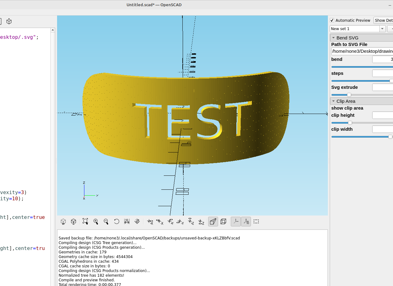 3D part design with Inkscape and OpenSCAD #84: Bending an SVG file.