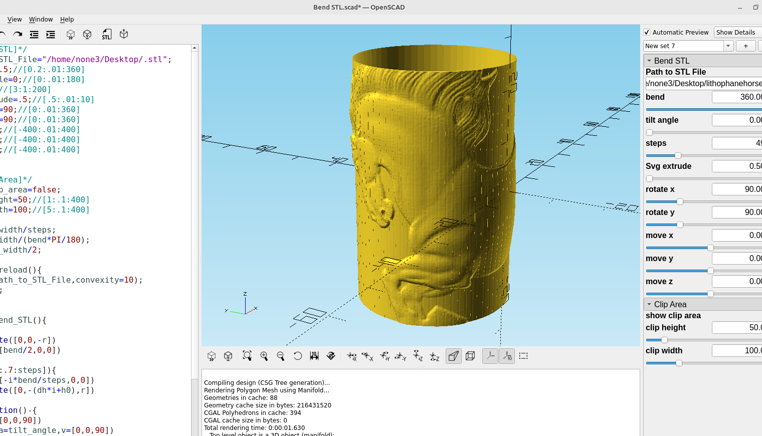 3D part design with OpenSCAD #85: Bending an .stl file.