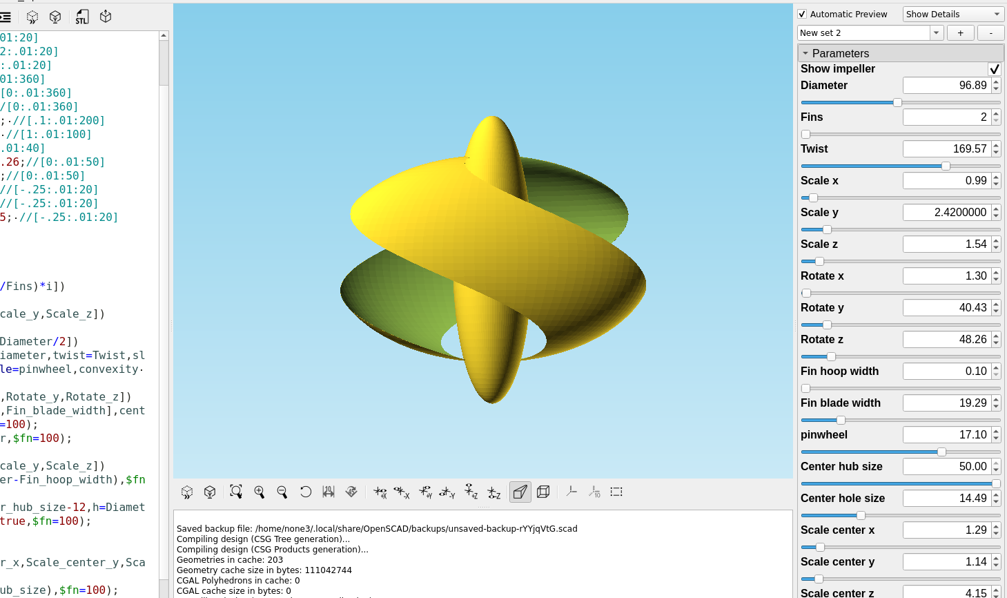 3D part design with OpenSCAD #86: Adding a pinwheel option to the universal propeller module.