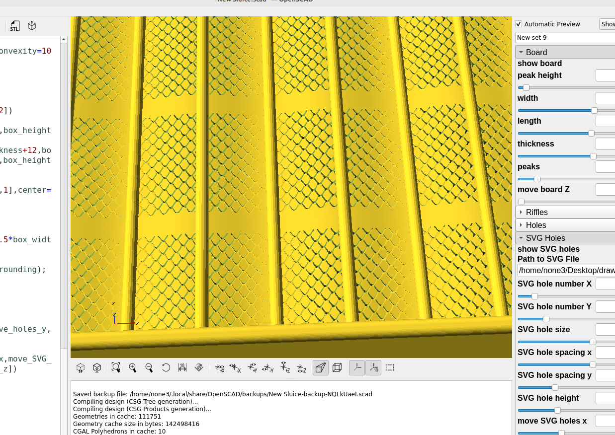 3d Part design with Inkscape and OpenSCAD #87: Customizable sluicebox part 2