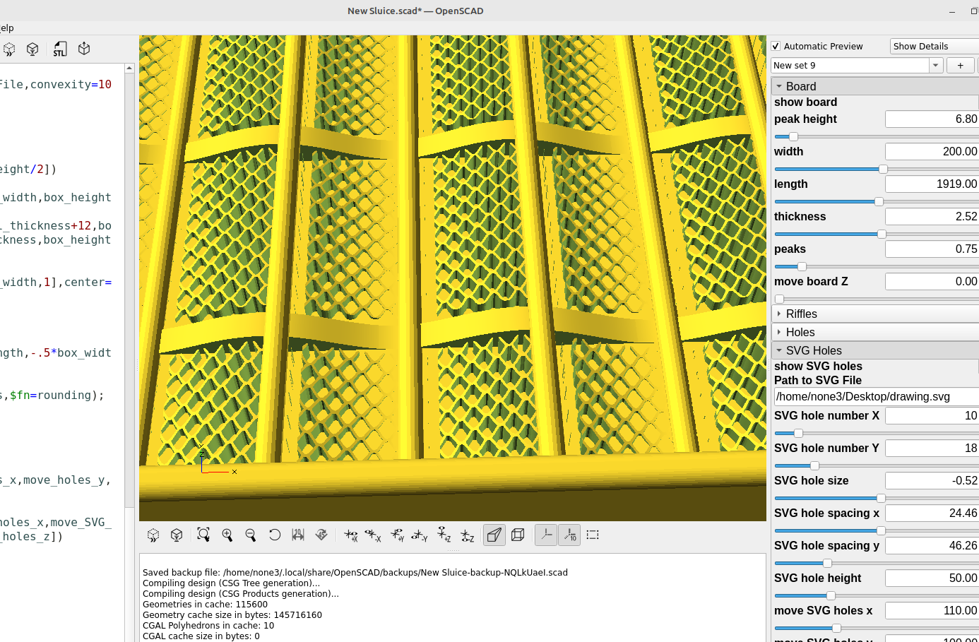 3d Part design with Inkscape and OpenSCAD #87: Customizable sluicebox part 2