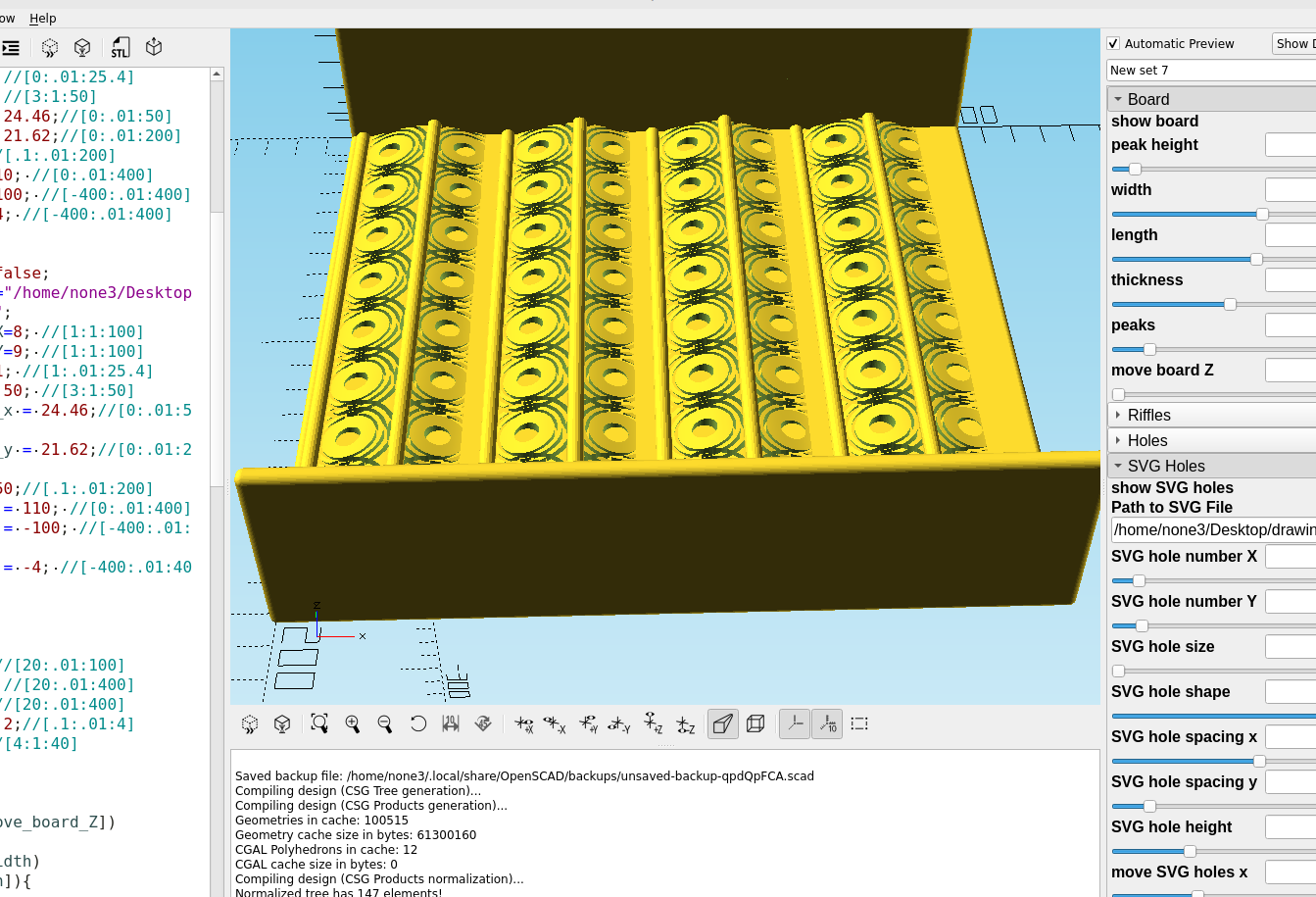 3d Part design with Inkscape and OpenSCAD #87: Customizable sluicebox part 2