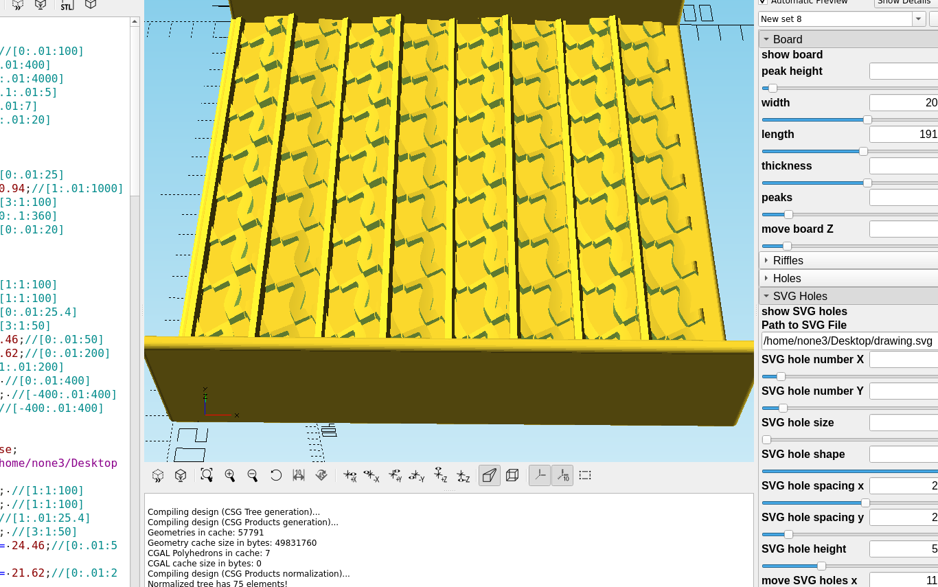 3d Part design with Inkscape and OpenSCAD #87: Customizable sluicebox part 2