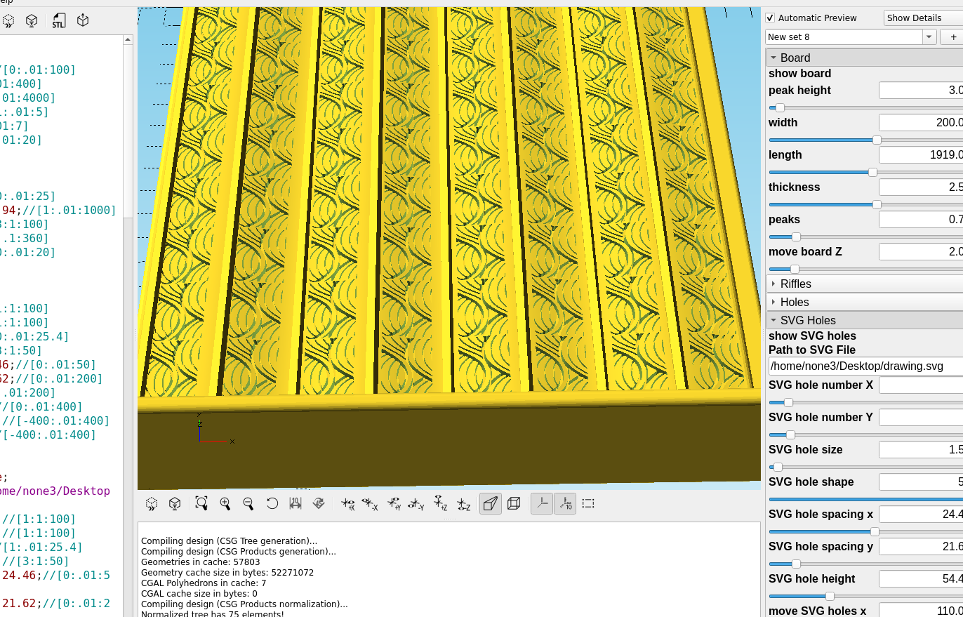 3d Part design with Inkscape and OpenSCAD #87: Customizable sluicebox part 2