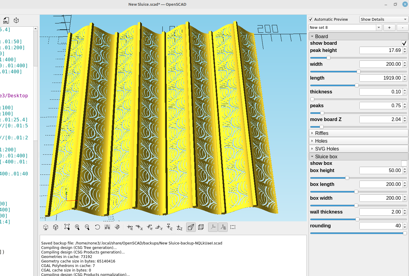 3d Part design with Inkscape and OpenSCAD #87: Customizable sluicebox part 2