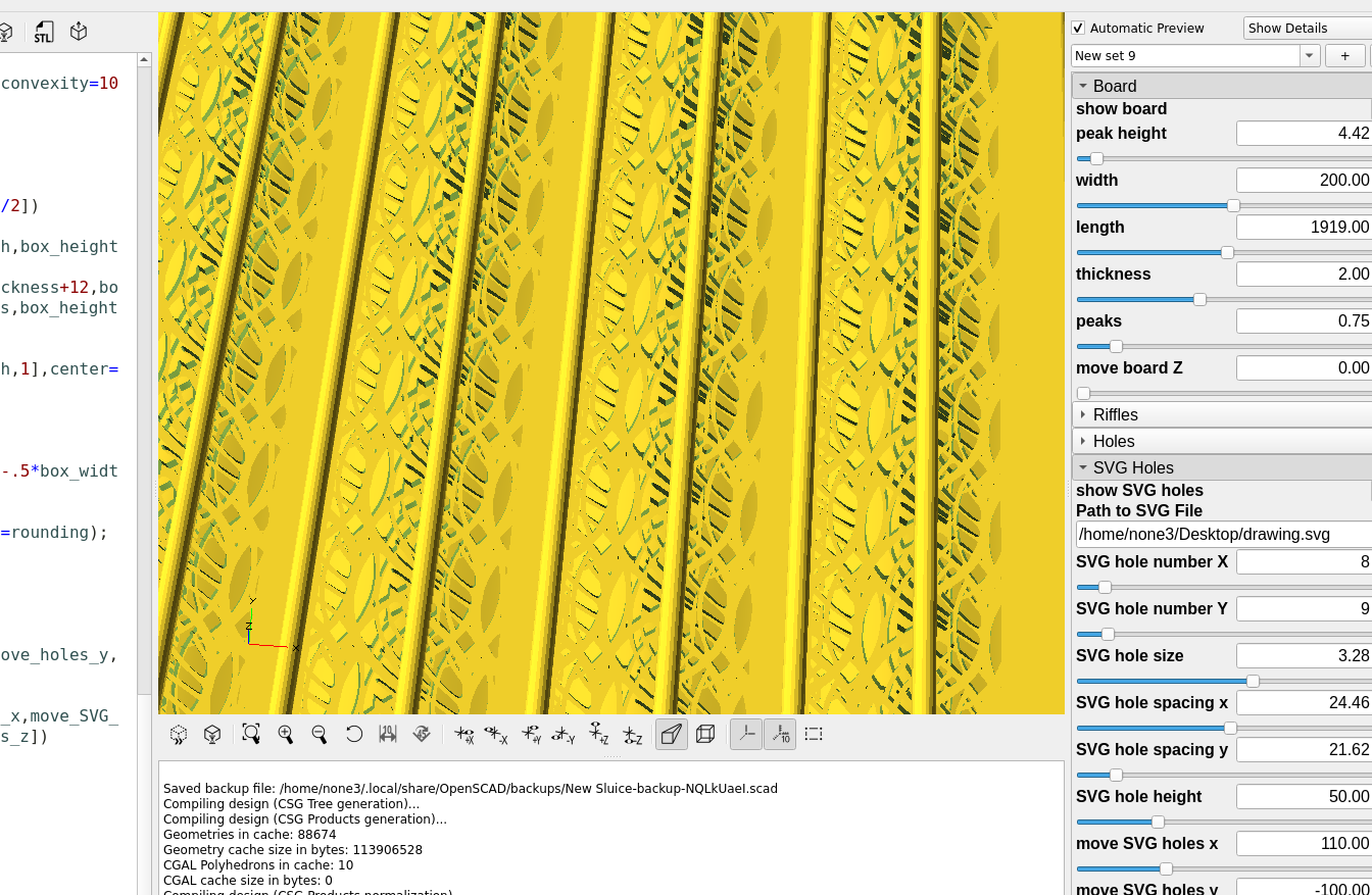 3d Part design with Inkscape and OpenSCAD #87: Customizable sluicebox part 2