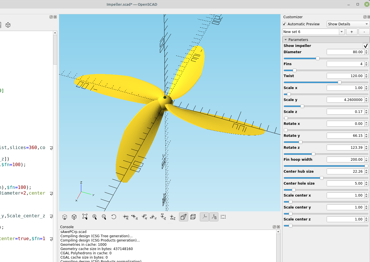 3D part design with OpenScad 57 A universal propellerimpeller design