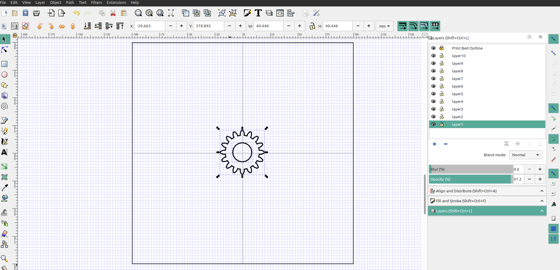 3d Part design with Inkscape and Openscad part 20: Dxf grid.