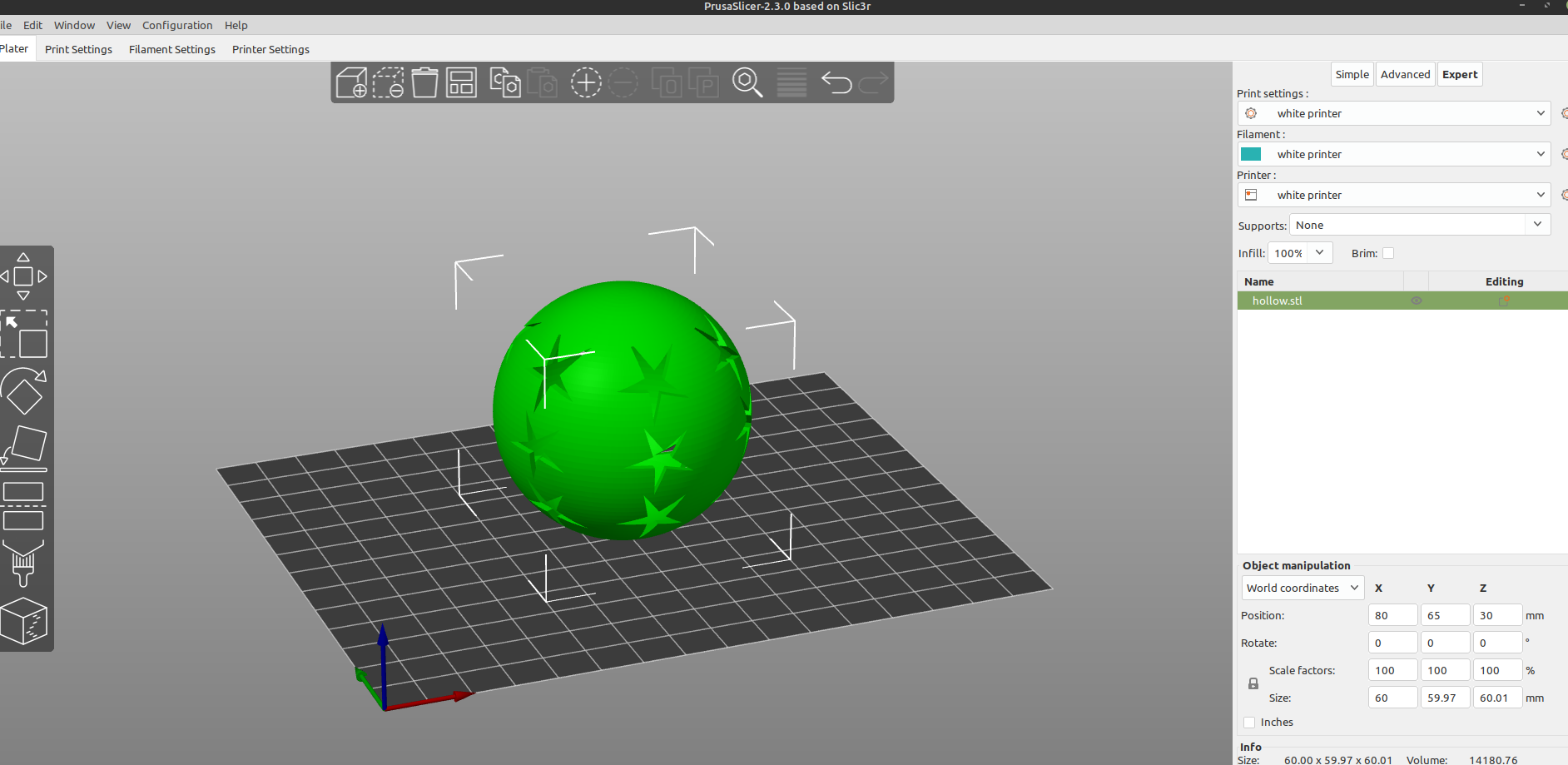 3D part design with Inkscape and OpenScad part18: hollow sphere + perforate
