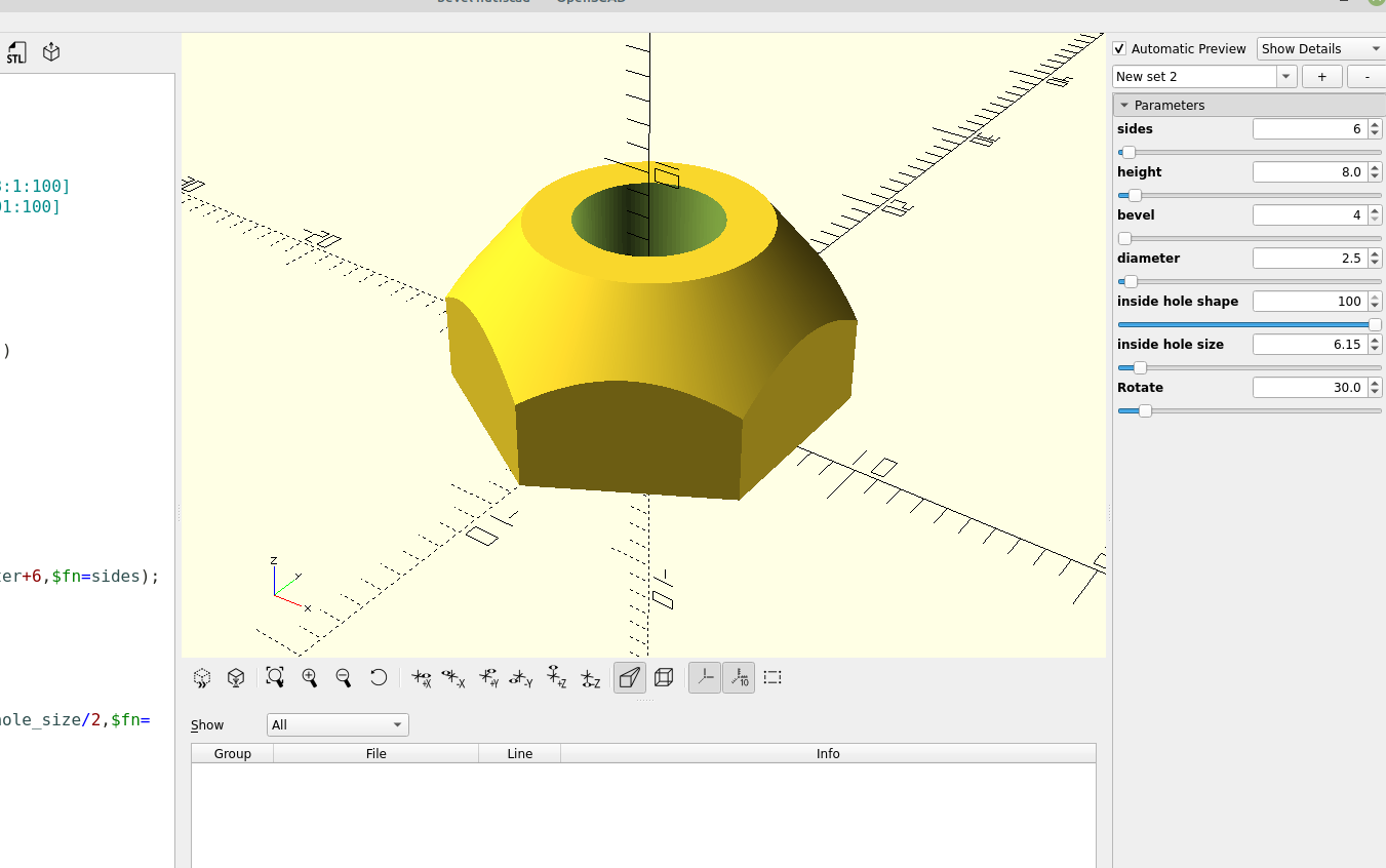 3d part design with Openscad #44: making a beveled nut