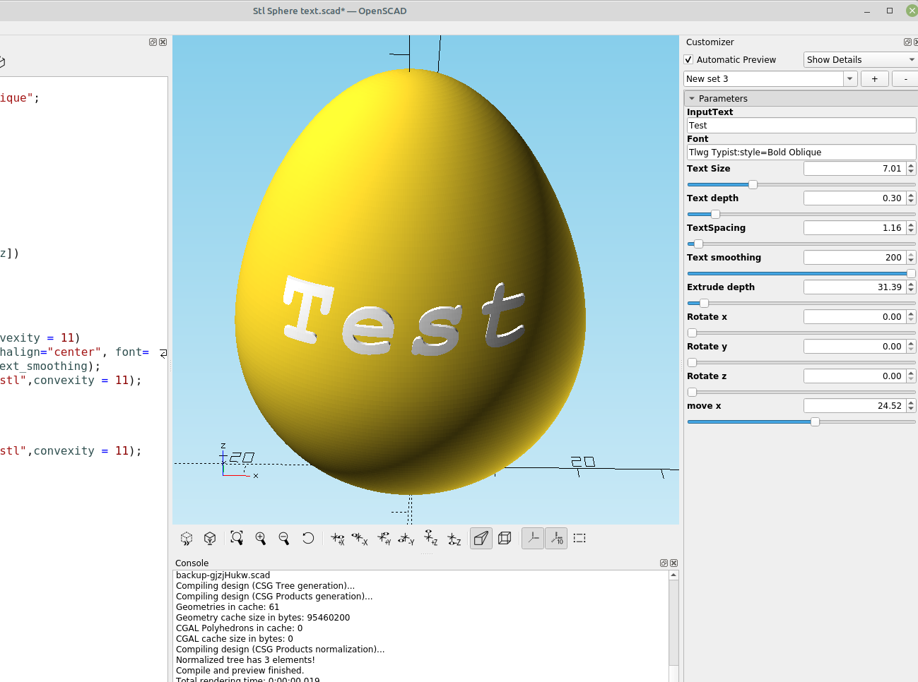 3d part design with OpenScad #53: Text on difficult objects.
