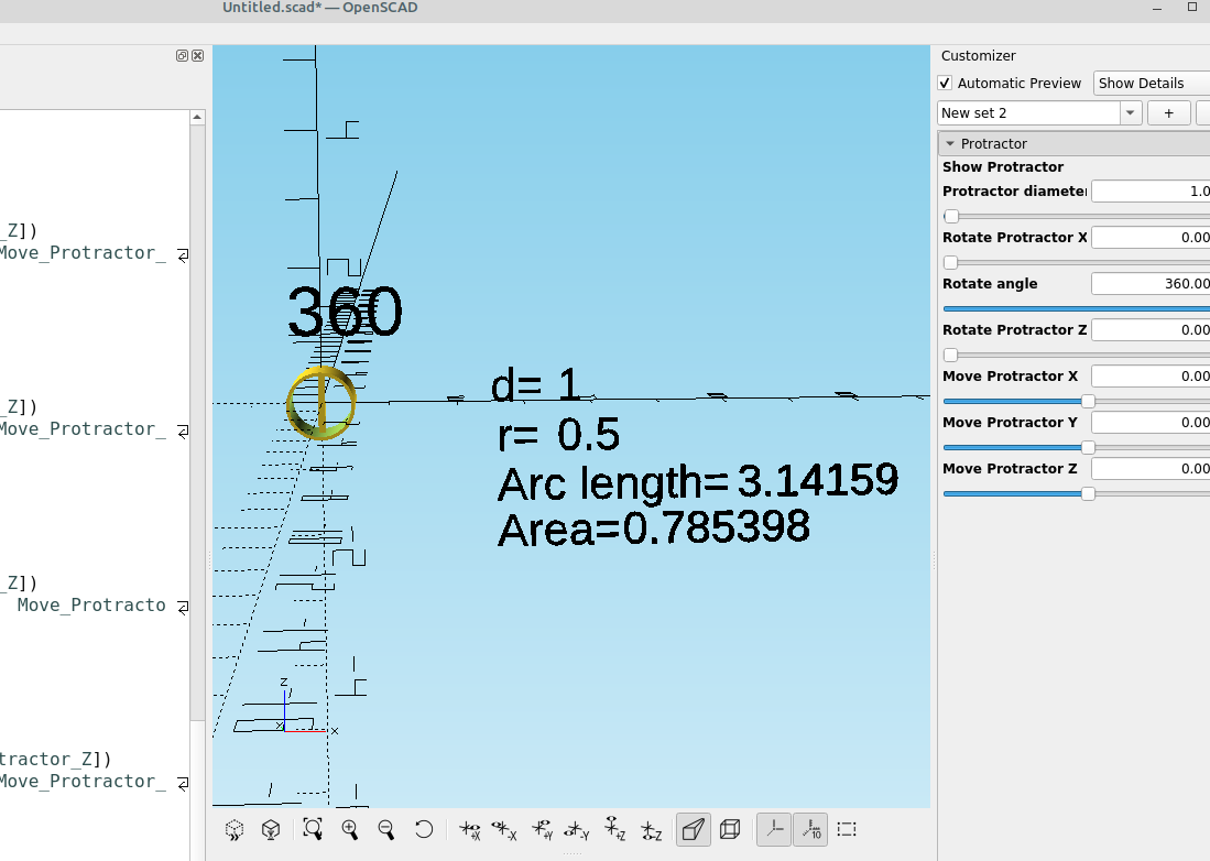 3D part design with OpenScad #50: Making a protractor module.