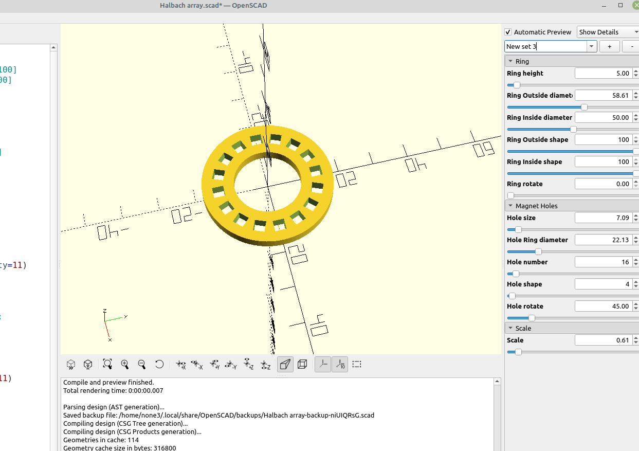 3D part design with OpenScad #60: a module for making 3d printable Halbach arrays.