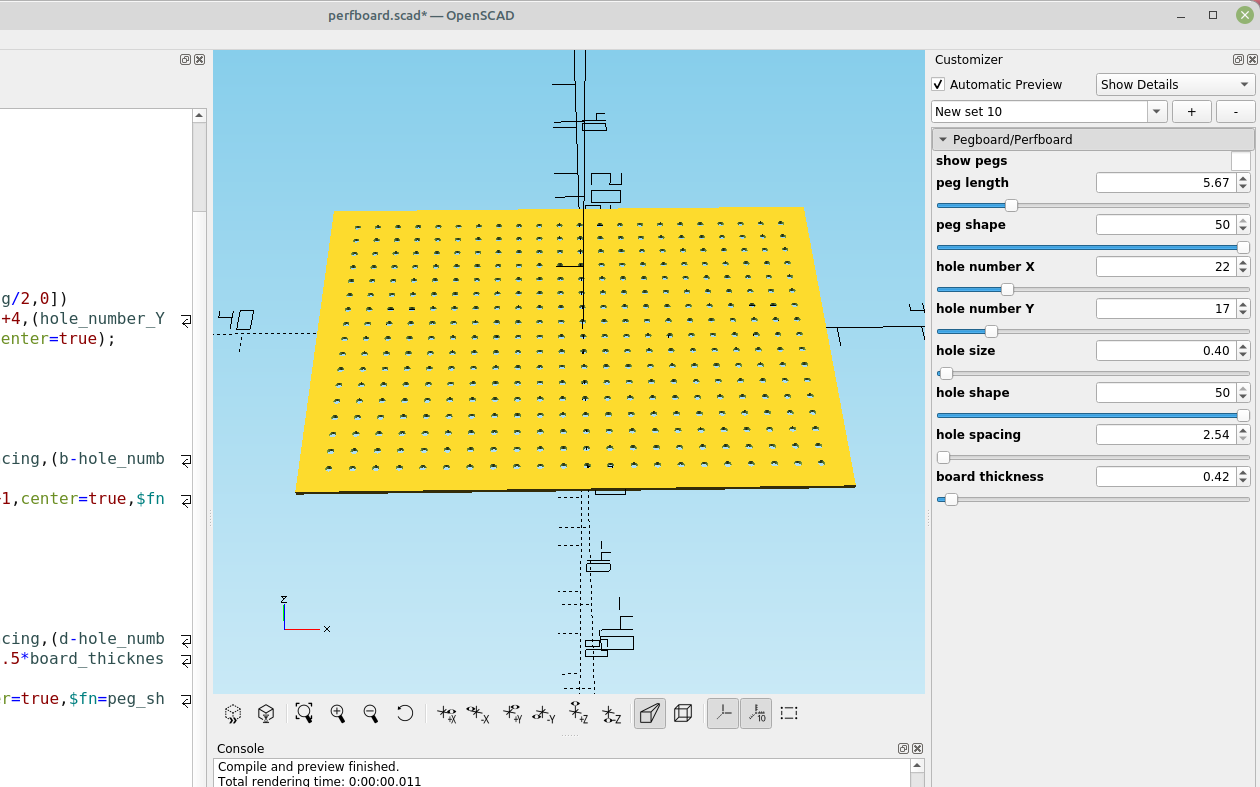 3d part design with OpenScad #61: a universal pegboard/perfboard module