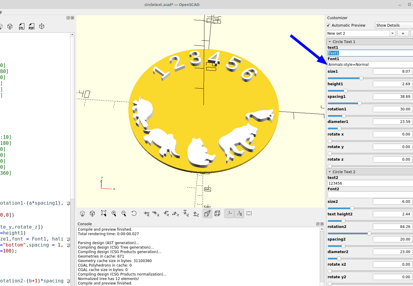 3D part design with OpenSCAD #66: Circular text.