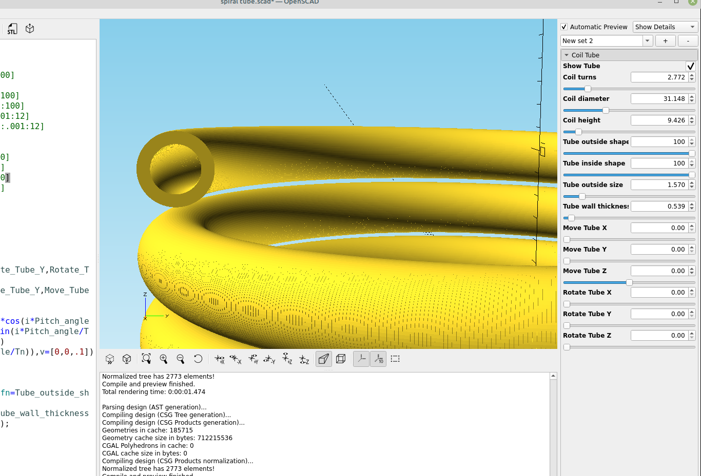3D part design with OpenSCAD #70: coiled tube module.