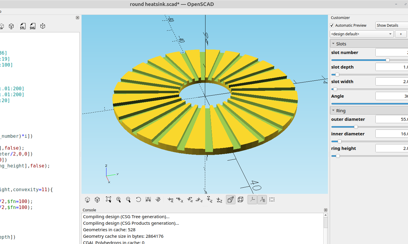 3D part design with OpenSCAD # 108: making a customizable slotted disk.