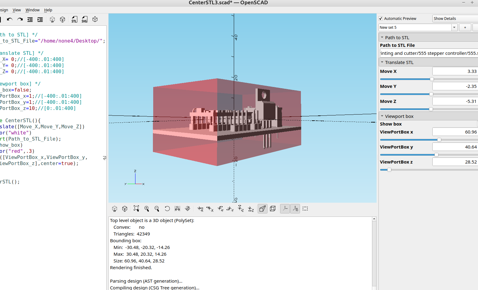 3D part design with OpenSCAD # 114: centering an stl file.