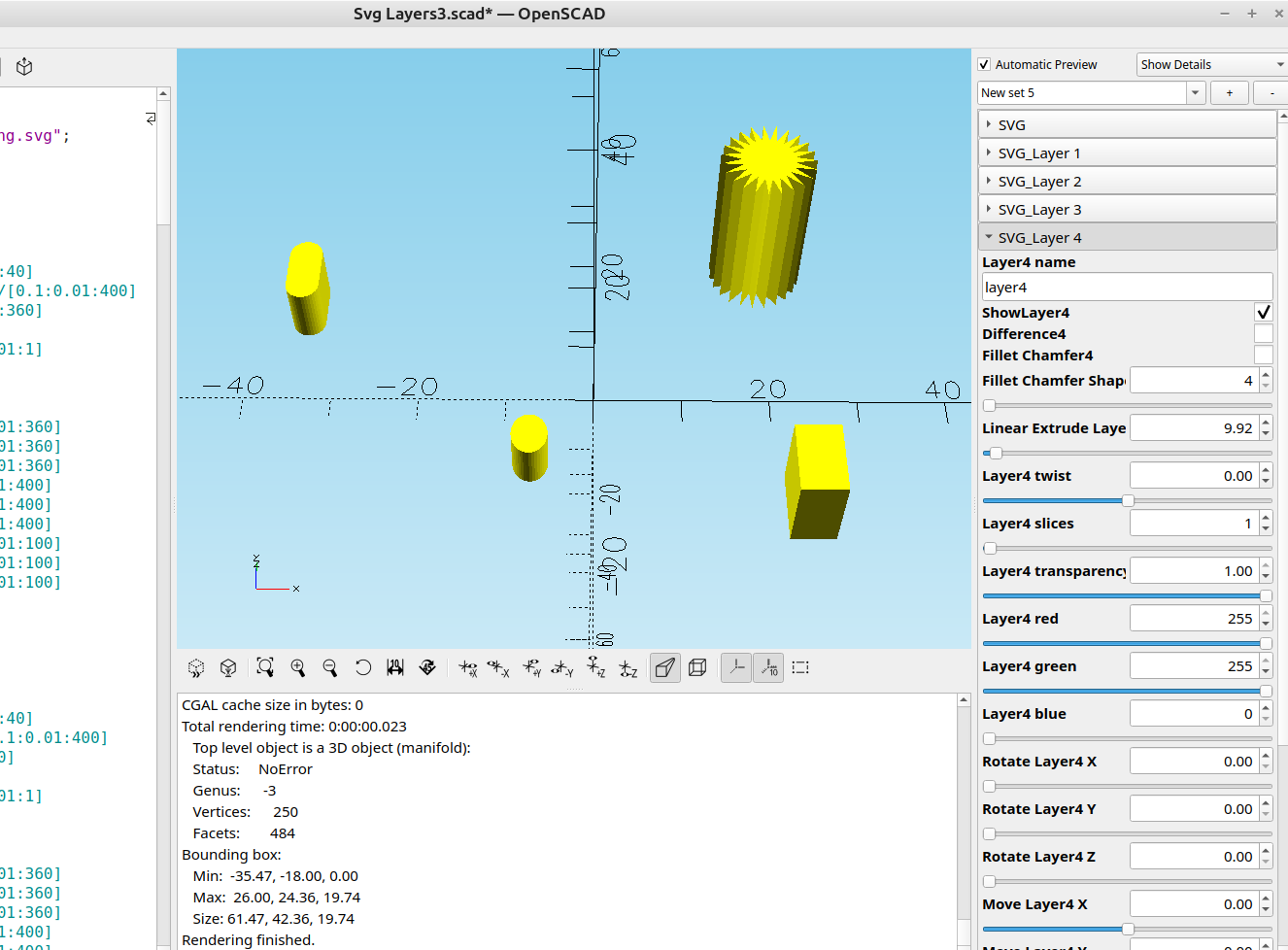 3D part design with Inkscape and OpenSCAD # 116: Getting bounding box information from multiple objects.