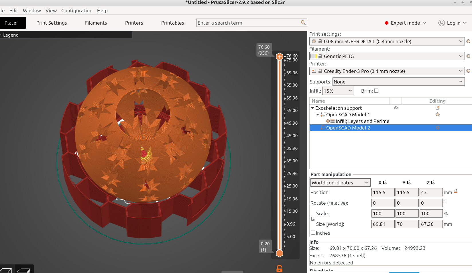 3D opart design with OpenSCAD #132: creating an"exoskeleton" support structure for printing.