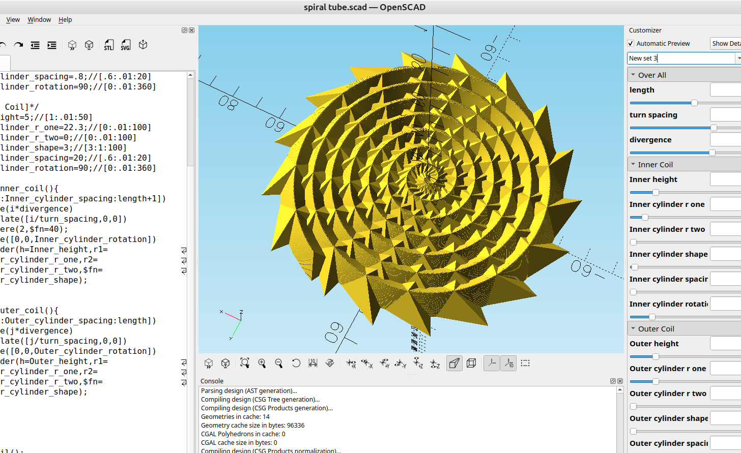3D part design with OpenSCAD #136: Experimenting with spiral designs.