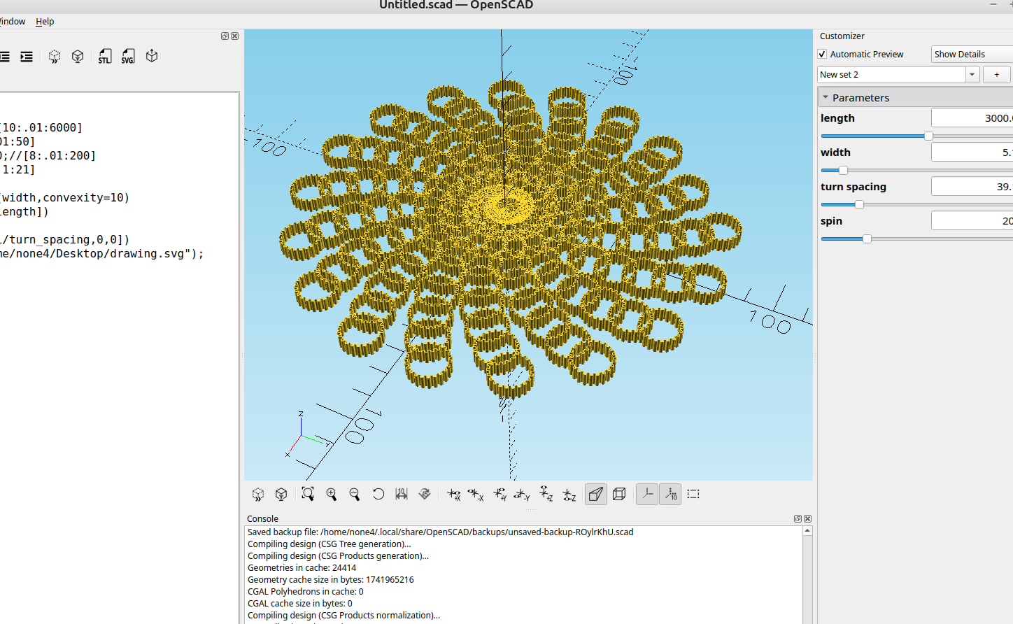 3D part design with OpenSCAD #137: More spiral design experiments