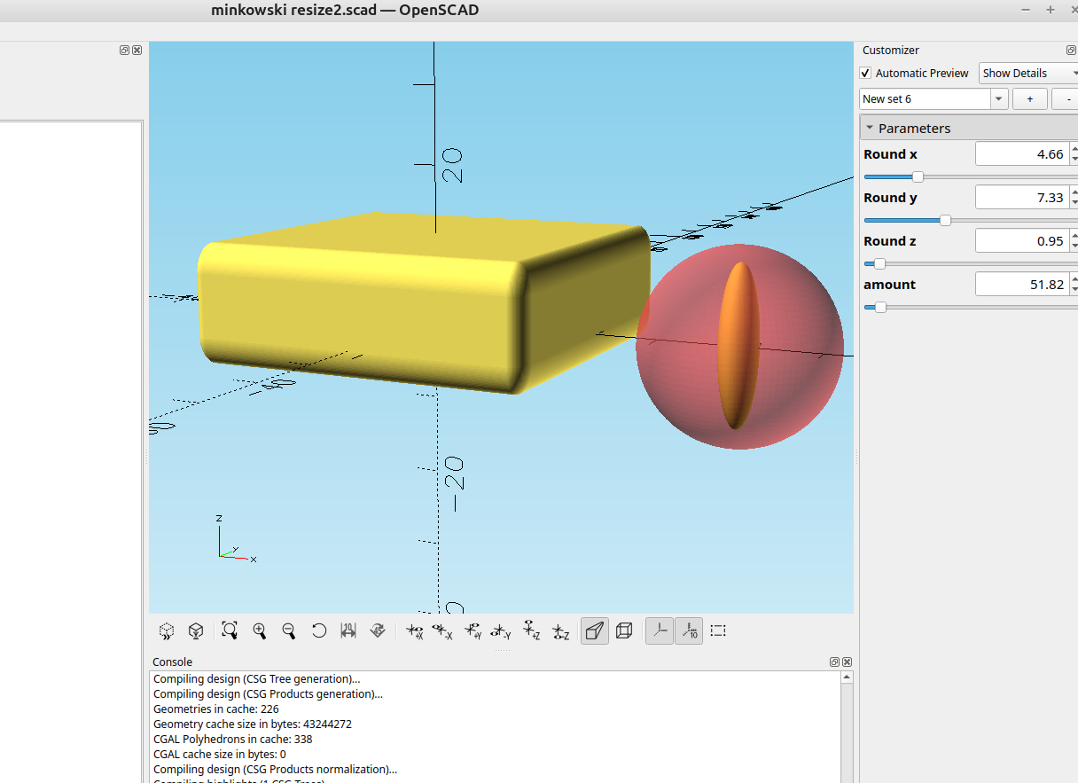 3D part design with OpenSCAD #139: Constraining minkowski() to a single axis.