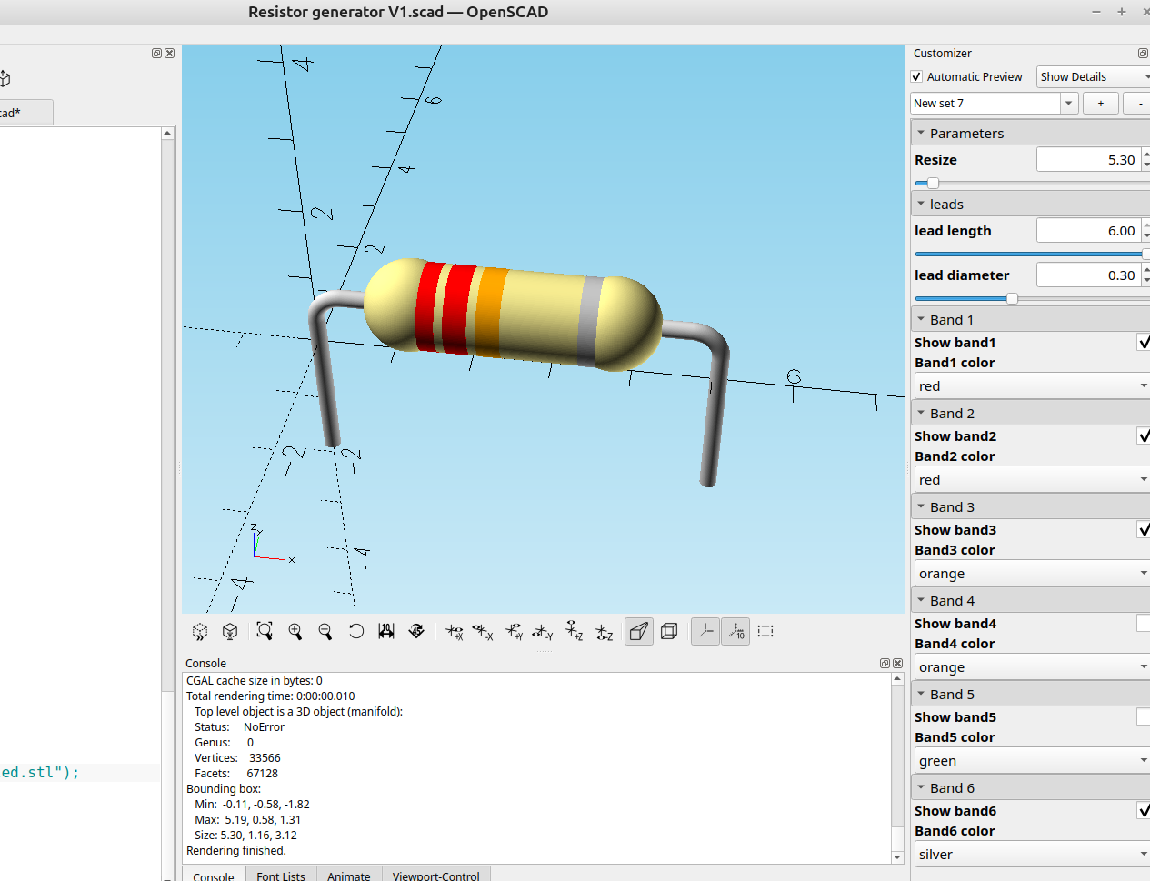 3D part design with OpenSCAD #153: A resistor generator for Kicad.