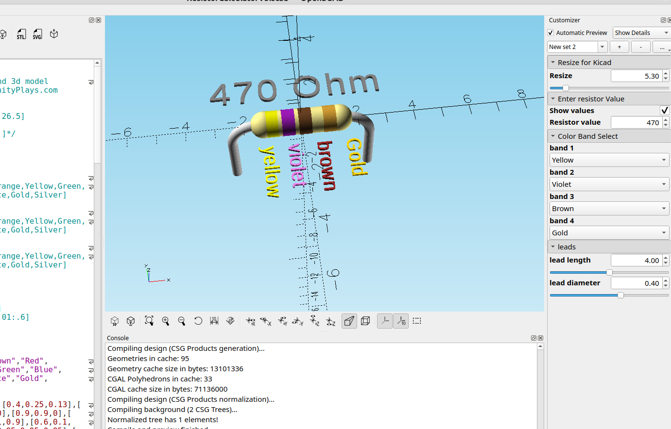 3d part design with OpenSCAD #154: An automatic resistor color code calculator and model generator. (updated)