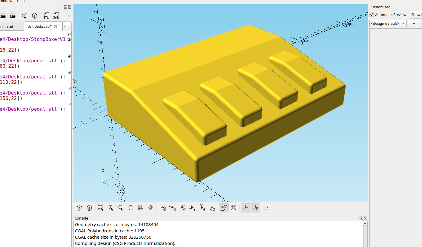 3D part design with OpenSCAD #160: Stomp Boxer V1