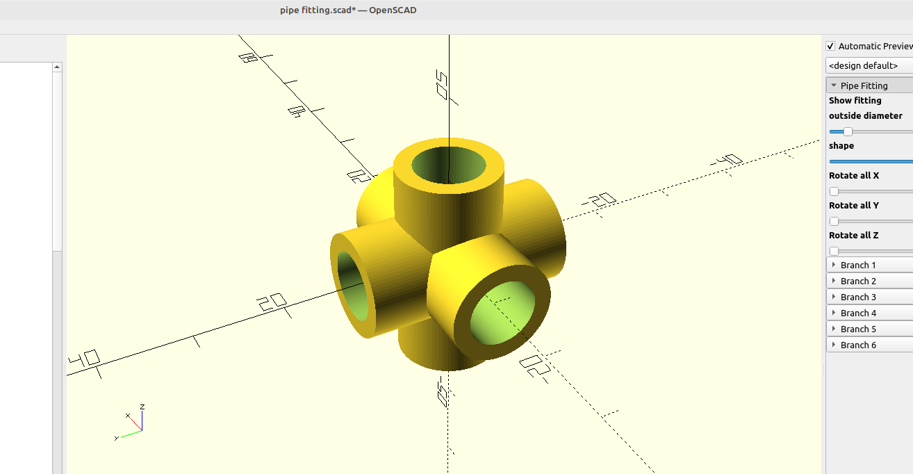 3D part design with OpenScad #23 unlimited pipe fitting module