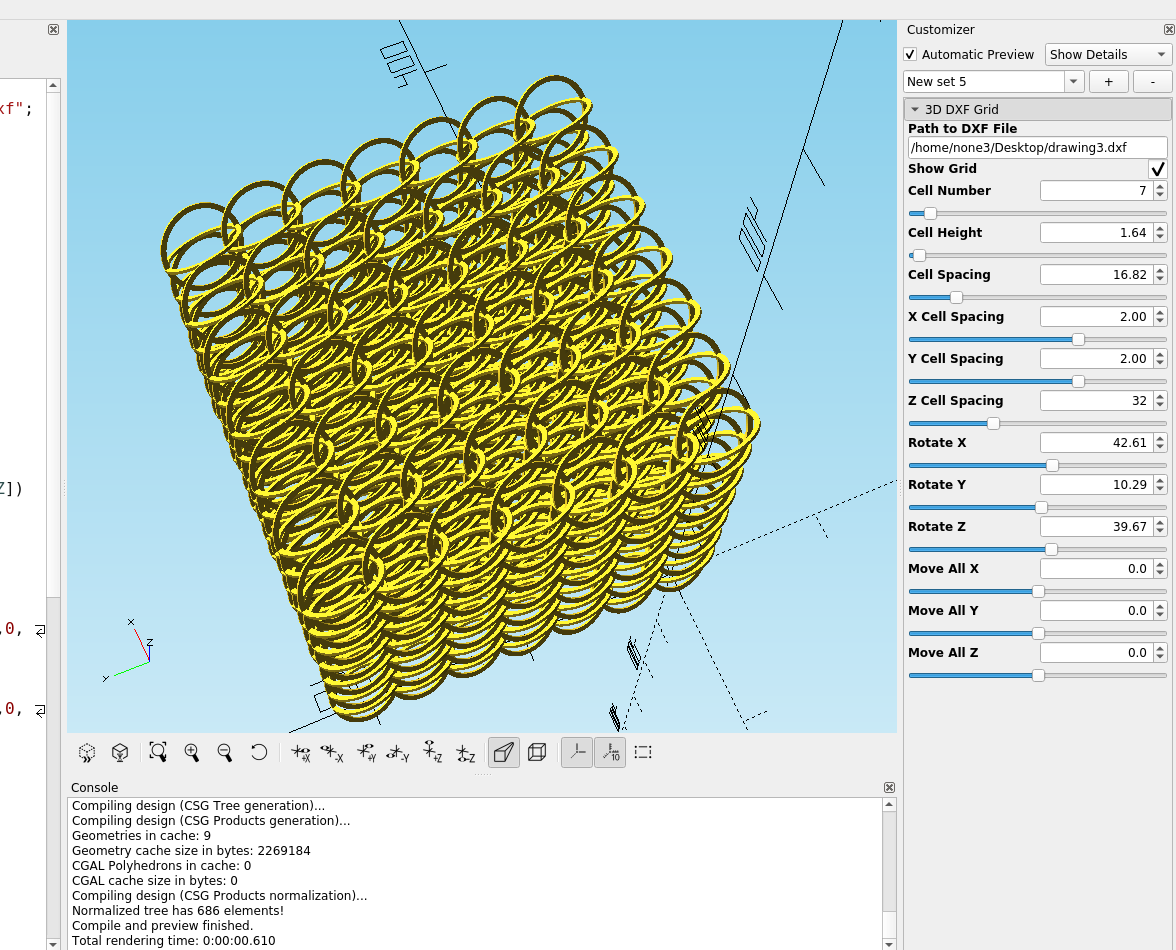 3D part design with inkscape and openscad 32 DXF matrix