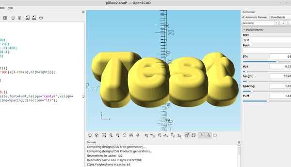 3Dpart design with OpenSCAD #107: Puffy text.