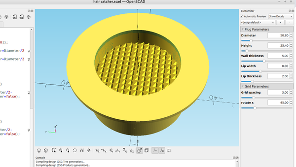 3D part design with OpenSCAD #142 : Making a 3d drain sieve.