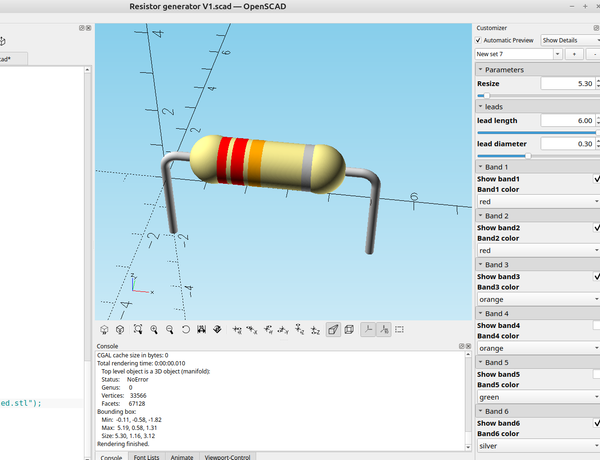 3D part design with OpenSCAD #153: A resistor generator for Kicad.